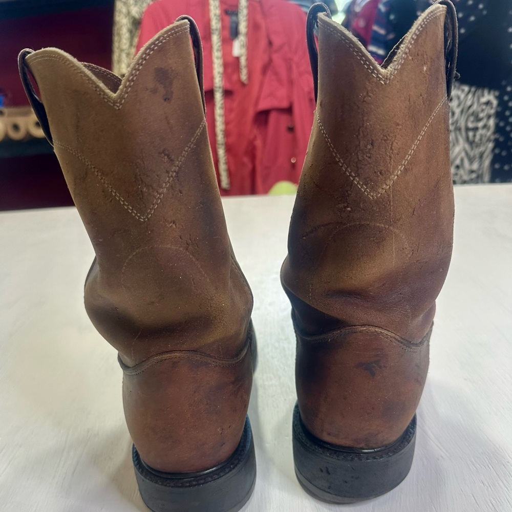 Justin Roper Boots Mens 9D Brown Leather Work Style 4760 USA Oil Resistant - Picture 4 of 16